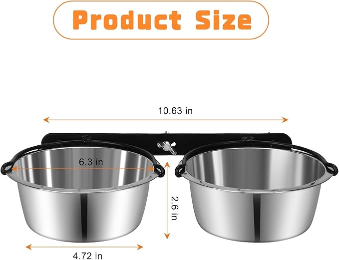 Dog Crate Water Bowl No Spill, ShineMe Dog Food and Water Bowl Set Mountable, Hanging Feeding Bowls for Dogs Cage - 28oz Crate Bowls for Small & Medium Dogs, Cats, Pets