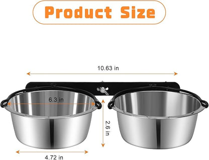 Dog Crate Water Bowl No Spill, ShineMe Dog Food and Water Bowl Set Mountable, Hanging Feeding Bowls for Dogs Cage - 28oz Crate Bowls for Small & Medium Dogs, Cats, Pets