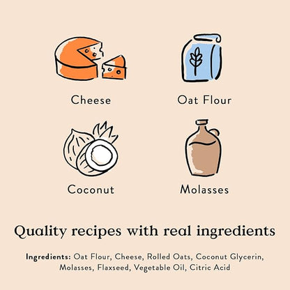 Bocce's Bakery Oven Baked Cheese Recipe Treats for Dogs, Wheat-Free Everyday Dog Treats, Made with Real Ingredients, Baked in The USA, Natural Soft & Chewy Cookies, Cheese, 6 oz