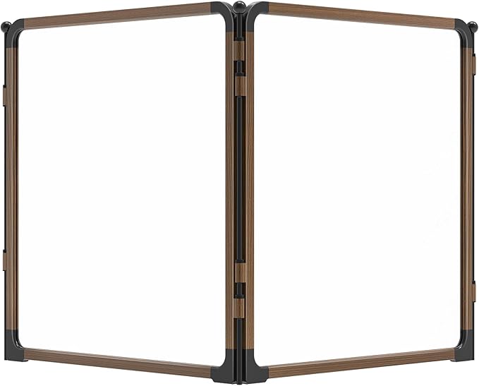 FXW AuraSpace Pro Acrylic Indoor Dog Playpen, Heavy-Duty with Metal Frame, 24" Height 2 Panels for Puppies & Small Dogs, Walnut│Patented