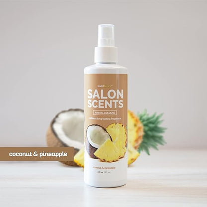 Bark2Basics Salon Scents Pet Grooming Cologne Spray - 8 oz, Natural Professional Grade Perfume for Dogs and Cats, Long Lasting, Deodorizing, (Coconut and Pineapple)