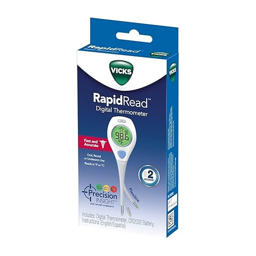Vicks RapidRead Digital Thermometer, Temperature Readings in 2 Seconds, Use as Oral Thermometer, Baby Rectal Thermometer or Under the Arm, Water Resistant