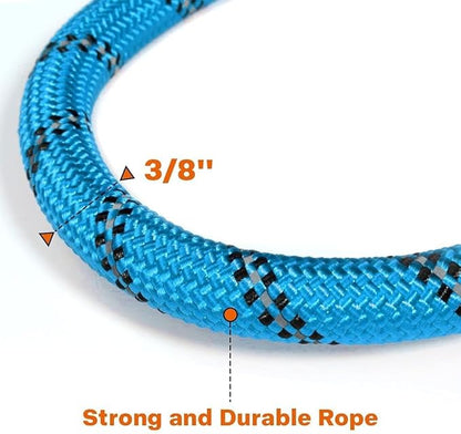 Taglory Rope Dog Leash 5 FT with Comfortable Padded Handle, Highly Reflective Threads Leash and Anti-Tangle Clip for Walking Small Dogs, 3/8 inch, Blue