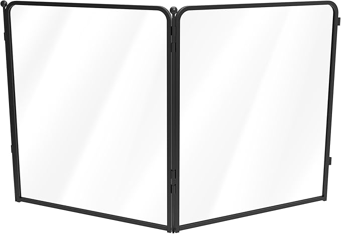 FXW AuraSpace Pro Acrylic & Wire Mesh Indoor Dog Playpen, 32" Height 2 Panels Metal Dog Pen for Small and Medium Dogs, Black│Patented