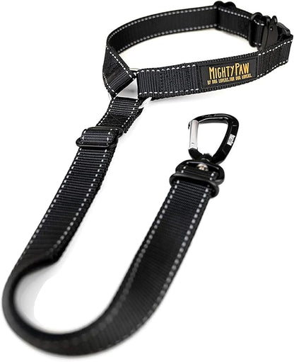 Mighty Paw Dog Seat Belt For Car Headrest - Distraction Free Driving, Heavy-Duty Aviation Grade Aluminum Carabiner, and Tactical Buckle.Adjustable Dog Seatbelt Harness for Small, Medium and Large Pets