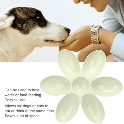 Cat Water Bowl Multiple Case Food Feeder Water Feeding Bowl Six Petals Plastic Feeder Puppy Food Dispenser Bowls for Cats Dogs(Green)