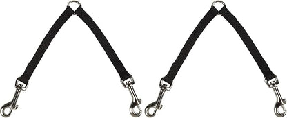 Guardian Gear Nylon 2-Way Small Dog Coupler with Nickel-Plated Swivel Clip, 4", Black (Pack of 2)