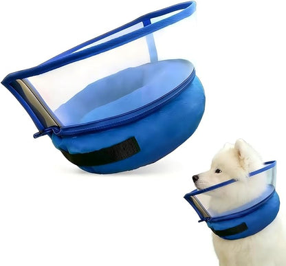 Inflatable Dog Cone Collar, Adjustable Size Velcro with Soft Padding Collar After Surgery for Medium Dogs to Stop Licking,Extra Enhanced Anti-Licking Guard Shield for Pets(Blue/M(6-9" Neck))