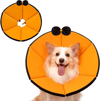 MAXFUT Soft Dog Cone Collar,Foam Cone for Dogs to Stop Licking After Surgery,Non Inflatable Dog Donut Cone (Orange, XXXL)