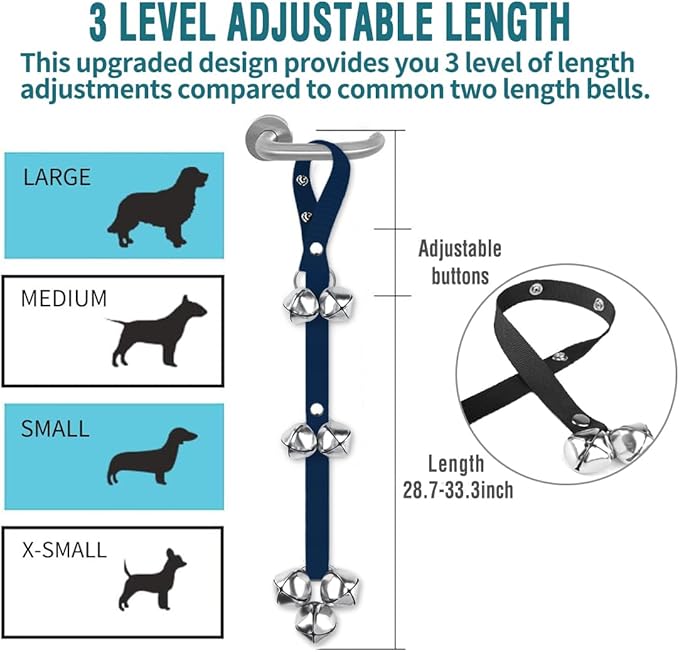 BLUETREE Dog Doorbells Premium Quality Training Potty Great Dog Bells Adjustable Door Bell Dog Bells for Potty Training Your Puppy The Easy Way - 7 Extra Large Loud 1.4 DoorBells