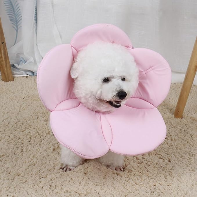 POPETPOP Adjustable Flower Dog Collar Soft Recovery Neck Cover for Medium Pets Lightweight Protective Cone Alternative to Prevent Scratching and Licking After Surgery