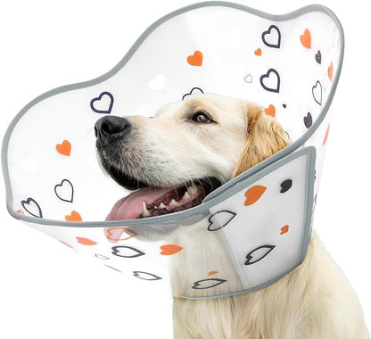 Elizabethan Dog Cone Collar, Adjustable Pet Cone to Stop Licking, Durable Plastic Neck Cone After Surgery for Small, Medium Large Dogs, Love XL