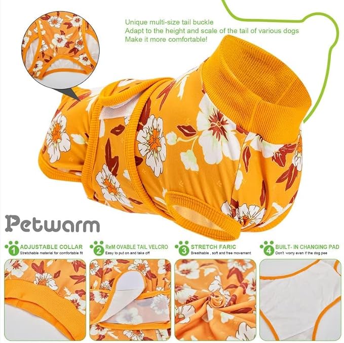 PetWarm Recovery Suit for Pets – Pet Dog Cat After Surgery Onesie for Male & Female Pets – Post-Spay & Neuter, Weaning, Prevents Licking – Cotton Protect Pet Abdominal– Pet E-Collar Alternative, XS