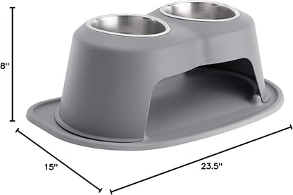 WeatherTech Double High Pet Feeding System - Elevated Dog/Cat Bowls - 8 inch High Dark Grey (DHC3208DGDG)