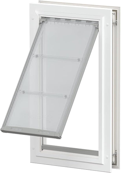 Endura Flap Single Flap Pet Door for Doors | All-Weather Insulated Flap | Durable Aluminum Frame with Secure Locking Cover | Interior and Exterior Door Installations | White, XL, Single Flap