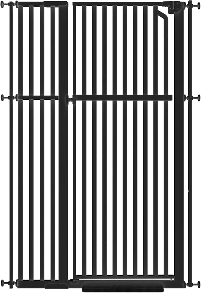 Senneny 63' Extra Tall Cat Gate Auto Close & One-Hand Open, Includes Extension Kit, No Drilling Pressure Mounted & Wall Mounted Kits, Metal Pet Gate Fits Openings 37.4' to 41.3' Wide, Black