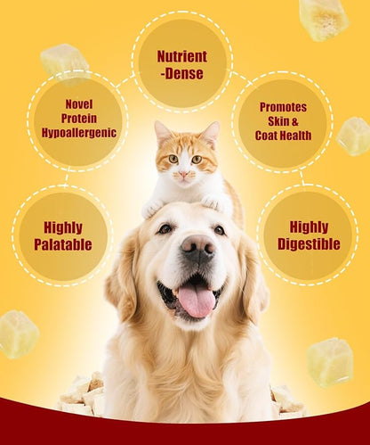 Freeze Dried Duck Cube for Dogs, Cats, Single Fresh Ingredient Pet Treats, Food Topper, Rawhide Free Freeze Dried Duck High Protein, Training Treats 4.6oz