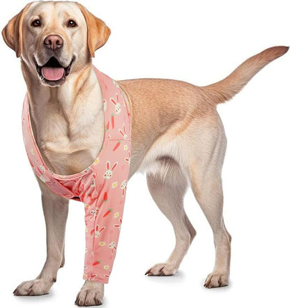 ROZKITCH Leg Sleeve for Dogs Front Leg Right Left Leg, Pet Prevent Licking Wound Elbow Knee Protector, Dog Recovery Suit Cone Collar Alternative for Sprain ACL CCL Arthritis Joint Care Rabbit M