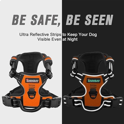 BARKBAY No Pull Dog Harness Front Clip Heavy Duty Reflective Easy Control Handle for Large Dog Walking(Orange,XS)