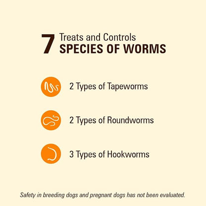 Worm X Plus 7 Way De-Wormer Chewables for Dogs - Tablets for Small Dogs & Puppies (6-25 lbs) (pyrantel pamoate/praziquantel), 2 Count