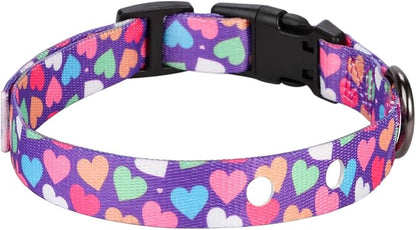 Rhea Rose 3/4 Inch Replacement Collar Strap Shock Collar with 2 Holes, Compatible with Nearly All Brands and Models of Underground Electric Dog Fences and Training Collars, Heart Print Pattern