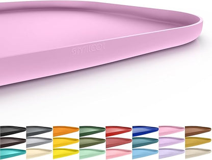 SMILOOL Silicone Pet Feeding Mat with Raised Edge for Food and Water, Dog Bowl Mats, Cat Bowls Placemat with High Lip for Floor Waterproof, Rubber Tray for Cats and Dogs 19 x 12 x0.7 Light Pink