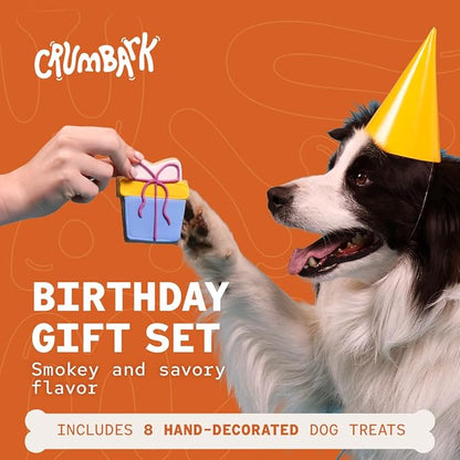 Dog Birthday Treats | Hand-Decorated Treats – 8 Pack in Gift Box | Extra Large Treat 62g Cookie, Vegan Dog Birthday Cake