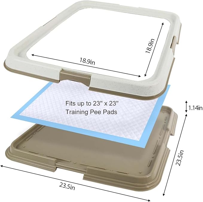 Pawise Dog Pee Pad Holder for Puppy, Puppy Pad Holder Tray, Pet Training Pee Pad, Indoor Potty Tray for Senior Dogs, Dog Toilet for Newborn Puppies, 23.5" x 23.5"