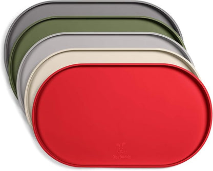 DogBuddy Dog Food Mat - Waterproof Dog Bowl Mat, Silicone Pet Mat for Food and Water Bowls, Nonslip Pet Feeding Mat with Edges, Dogs Food Mats for Floors, Puppy Supplies (Large, Red)