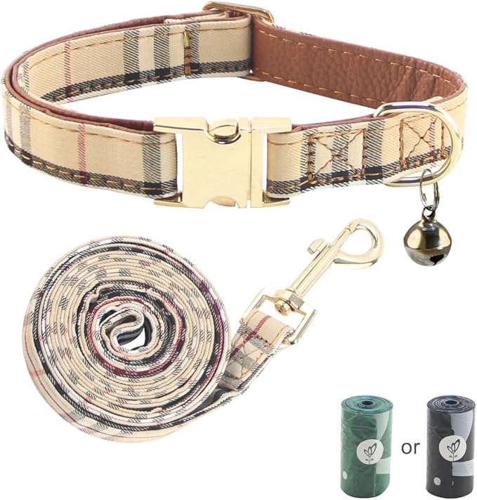 Yizepet Dog Collar and Leash - Adjustable pet Collar for Dogs with Metal Buckle Collar, Stylish Pattern for Small Medium or Large Boy and Girl Dog and Cat