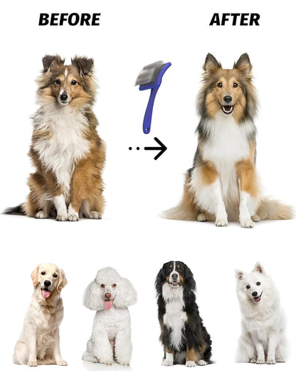 Slicker Brush for Dog, Doodles and Poodle Brush, for Tangles, Fluff Coat, Curly Hair Pets, Remove Loose Fur, Matts, Undercoat, Double Coat, 24mm Pins, 3.5''*2.4'' Head, Medium Size, Blue