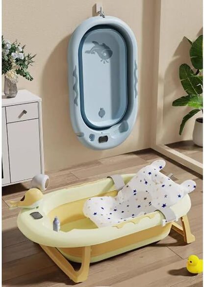 Foldable Dog pet Bathtub,Portable Bathtub for Dogs,Dog Bathtub with Thermometer and Cushion,for Cats and Dogs, Yellow