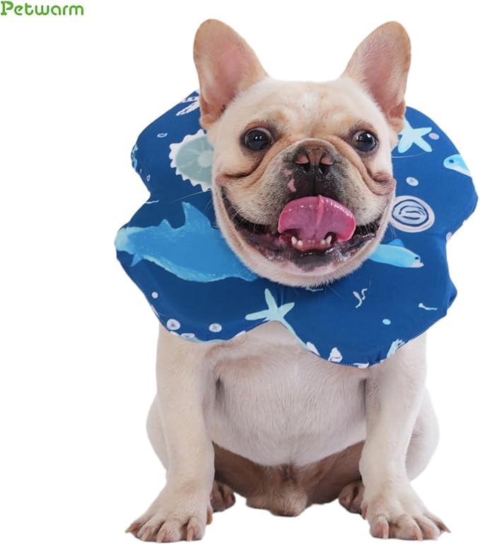 PetWarm Dog Recovery Collar, Recovery Collar for Dogs, Lightweight Soft Flower Design, Comfortable Neck Protector Helps Discourage Licking, Post-Visit Protective Collars, Animal Print, Blue, S