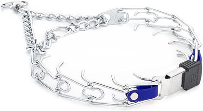 Herm Sprenger Chrome Plated Steel Dog Collar with Quick Release ClicLock Buckle and Biothane Insert Training Collar for Dogs Made in Germany (Blueberry Royal, 23in x 3.2mm(Neck Size up to19-20in))