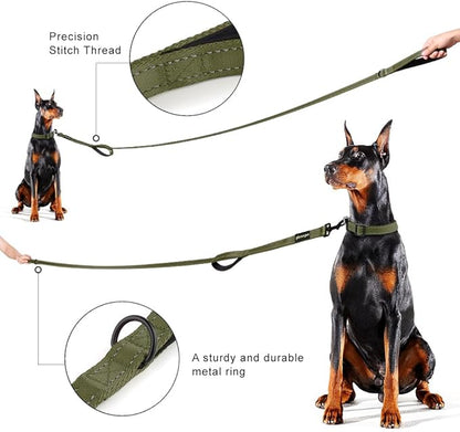Plutus Pet Double Handle Dog Leash 4ft, Heavy Duty, Reflective Dual Handle Dog Leash for Safety Training, for Medium Large Dogs,2 Handle Leads, Ranger Green
