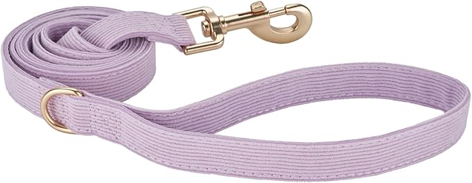Soft Cotton Dog Leash, 5 Ft Heavy Duty Corduroy Dog Leashes with Gold Metal Hook for Small Medium Large Dogs,Medium,Light Purple