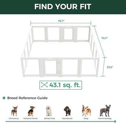 FXW AuraSpace Acrylic Indoor Dog Playpen for Puppies and Small Dogs, 24 Inch, 16 Panels, White