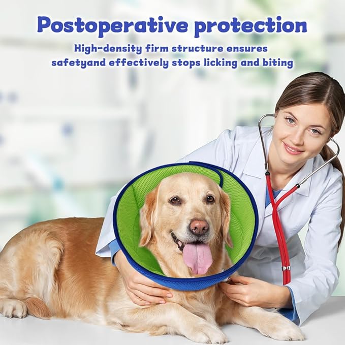Inspack Soft Dog Cone Recovery Collar After Surgery, High-Density Fabric Ecollars for XL Dogs, Adjustable Comfortable Elizabethan Collar to Prevent Licking, Durable Soft Support, Blue Pro, Extra Large