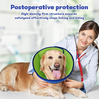 Inspack Soft Dog Cone Recovery Collar After Surgery, High-Density Fabric Ecollars for XL Dogs, Adjustable Comfortable Elizabethan Collar to Prevent Licking, Durable Soft Support, Blue Pro, Extra Large