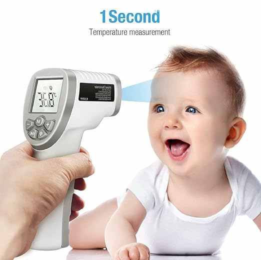 CLOC Non-Contact Infrared Thermometer SK-T008 - Both for Body and Object - Test Celsius & Fahrenheit - Battery Included - White.