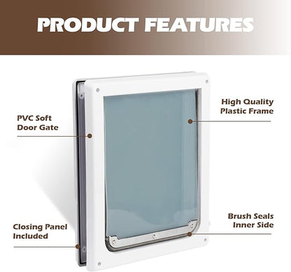 Pet Flap Door for Dogs 2 Ways Locking Wall Entry Pet Door with Transparent Flap (Small)