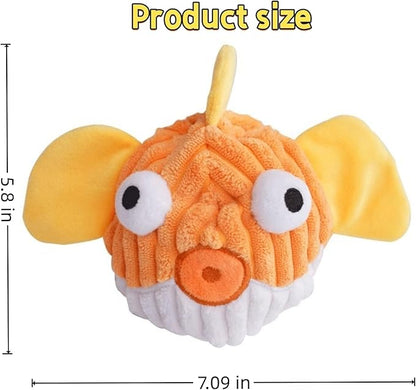 Interactive Squeaky Dog Chew Toy,No Stuffing Interactive Chew Toy for Small Medium Large Dogs, Training Reward Gift for Pets(Yellow Fish)