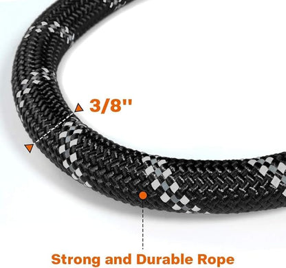 Taglory Rope Dog Leash 6 FT with Comfortable Padded Handle, Highly Reflective Threads Leash and Anti-Tangle Clip for Walking Small Dogs, 3/8 inch, Black