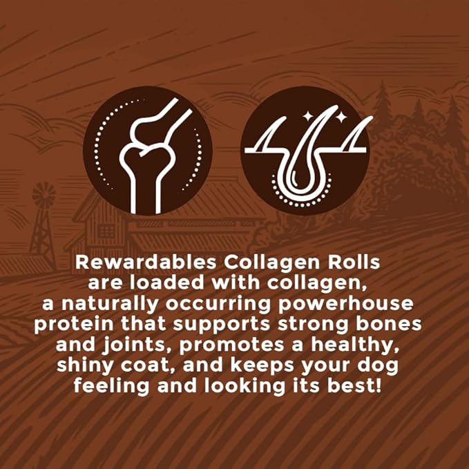 Healthy Chewers Peanut Butter Collagen Rolls 2 Count | High Protein, Long Lasting, Collagen Rich Chews for Large Dogs