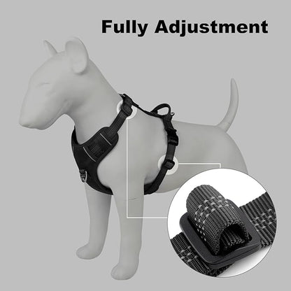 Plutus Pet No Pull Dog Harness, Reflective Adjustable Dog Vest Harness with Handle, Escape Proof, Soft Padded for Small Medium Large Dogs (Black, M)