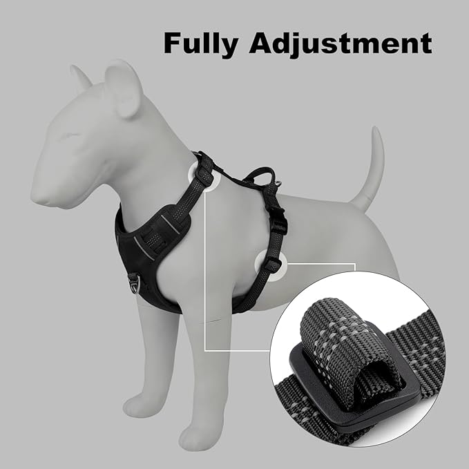 Plutus Pet No Pull Dog Harness, Reflective Adjustable Dog Vest Harness with Handle, Escape Proof, Soft Padded for Small Medium Large Dogs (Black, XS)