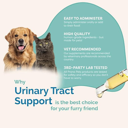 PranaPets Urinary Tract Support Liquid Supplement for Pets | Dog & Cat Urinary Supplement | Natural Bladder Support for Dogs & Cats