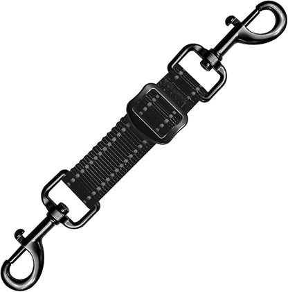 Dog Collar Safety Clip, Reflective Double-Ended Backup Connector for Harness to Collar, Adjustable Safety Clip for Prong, Pinch Collars, Prevents Escapes & Accidental Disconnection