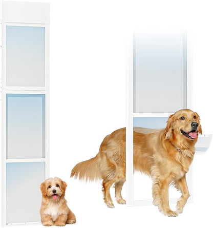 Dog Door for Sliding Glass Doors, 80.7"–86.5“ Height Adjustable, Two-Piece Design Pet Door with Lock, Easy Insert-Install, No-Drill Needed, Ideal for Apartments, Rentals, Balconies & Patios