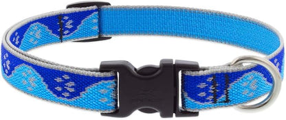 Lupine Reflective Dog Collar 3/4" Wide Blue Paws Adjusts from 13" to 22"